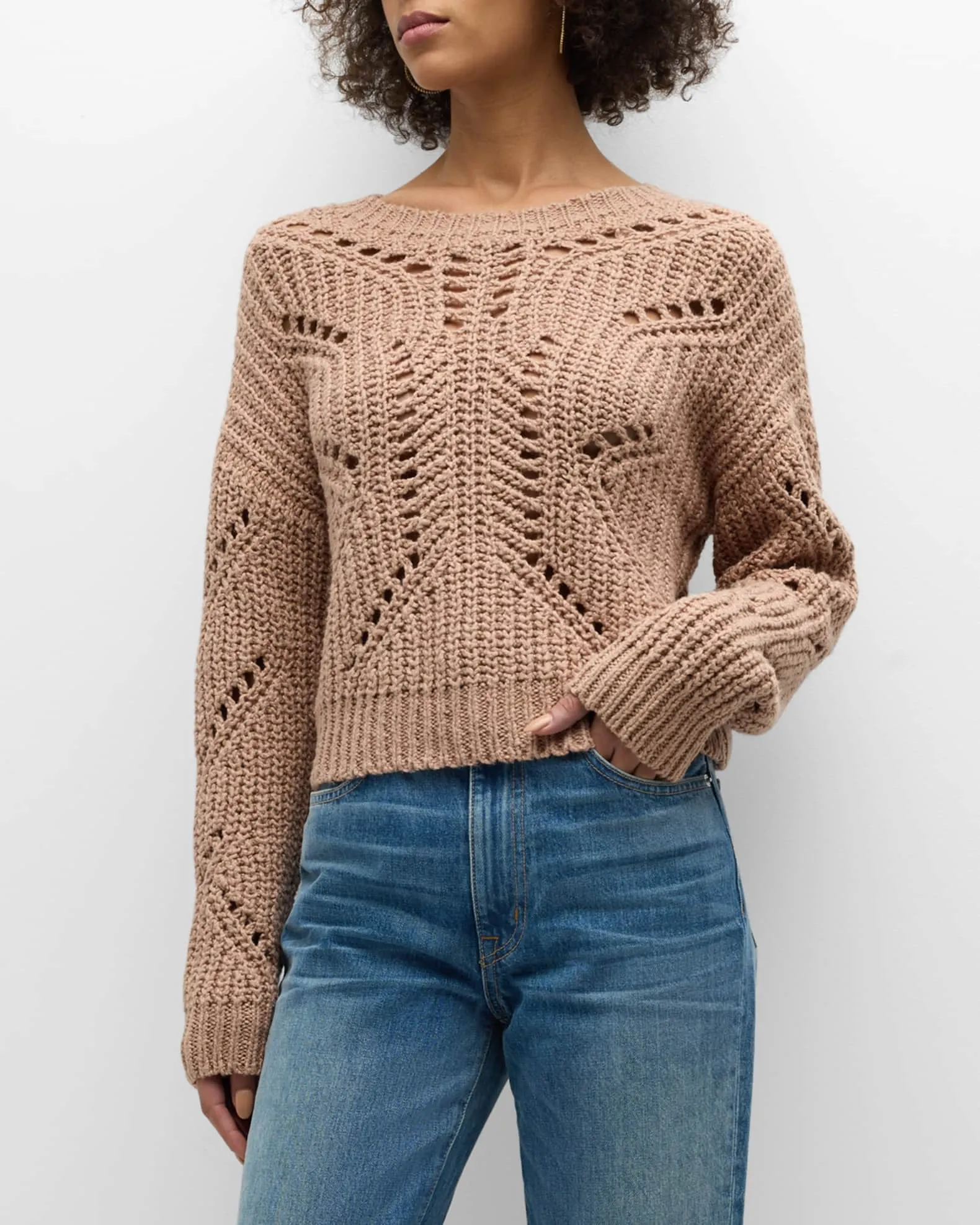 Pointelle-Knit Cotton Sweater