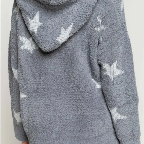 POL black star printed fleece pullover sweater