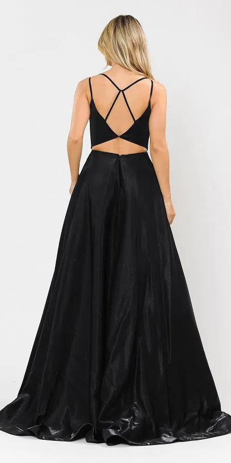 Poly USA 8644 Open-Back Long Prom Dress A-Line with Pockets