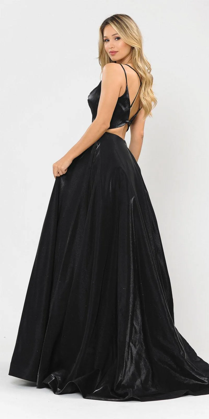 Poly USA 8644 Open-Back Long Prom Dress A-Line with Pockets