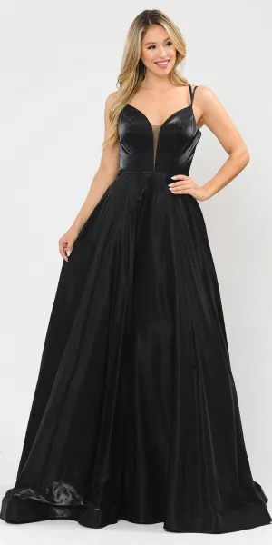 Poly USA 8644 Open-Back Long Prom Dress A-Line with Pockets