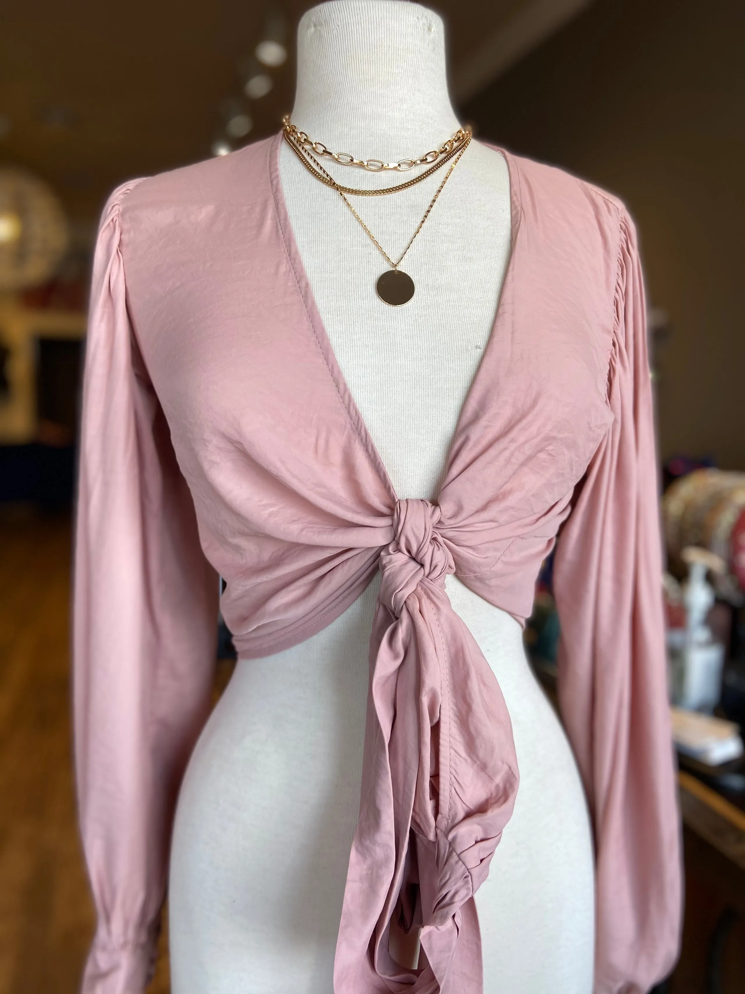Puff Shoulder Tye Top