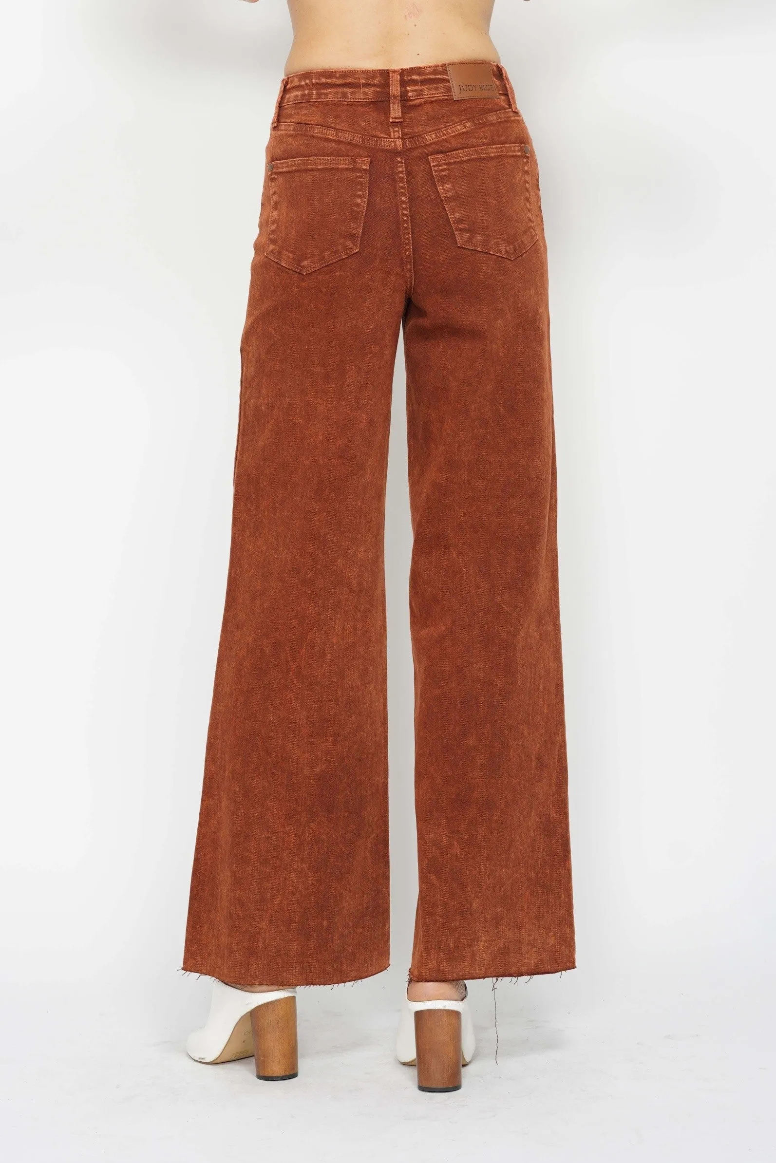 Pumpkin High Waist Dyed Raw Hem Retro Wide Judy Blue Jeans 11/21/24 9322