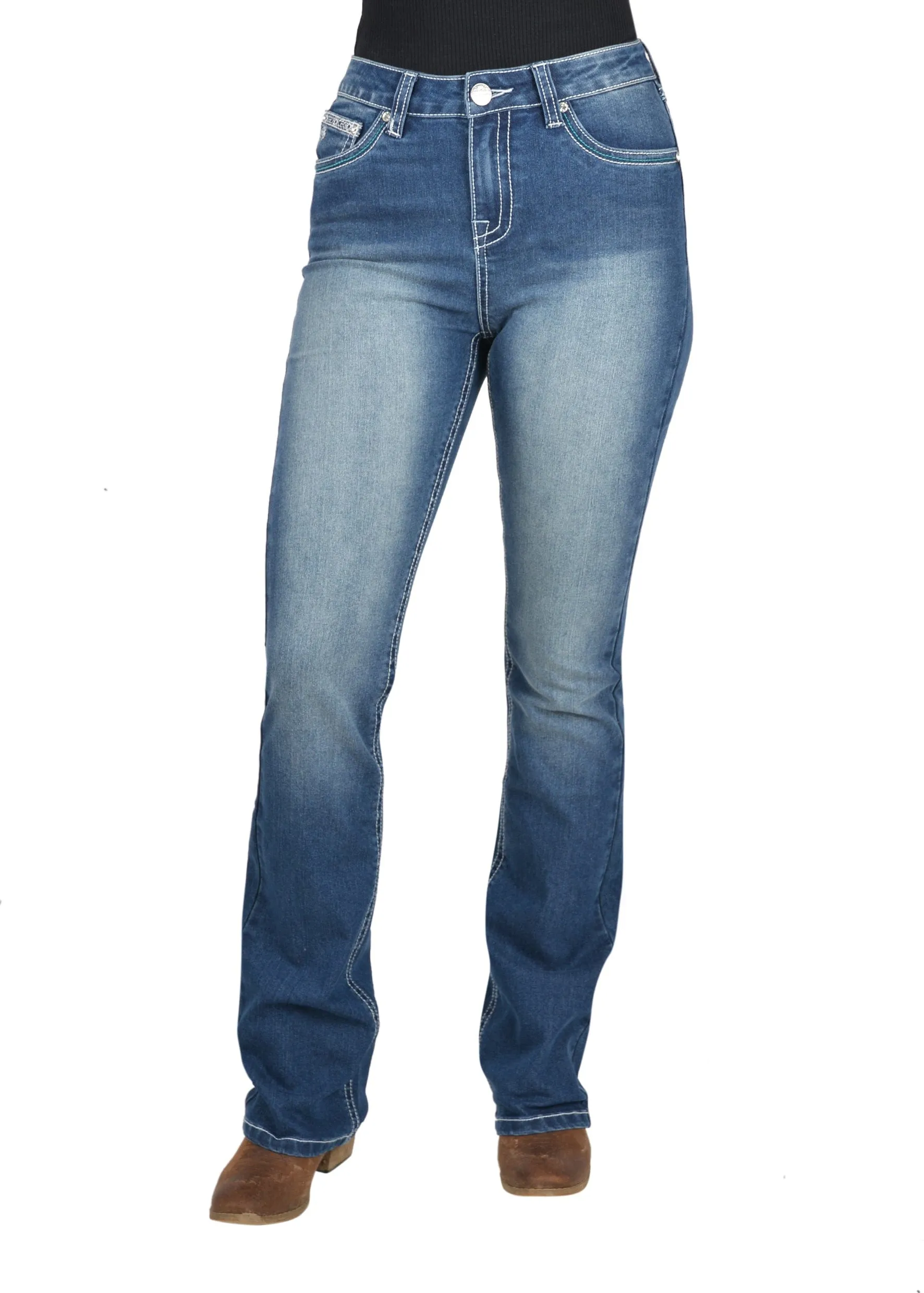 Pure Western Jeans Womens Abbi High Waisted True Blue (PCP2213653)