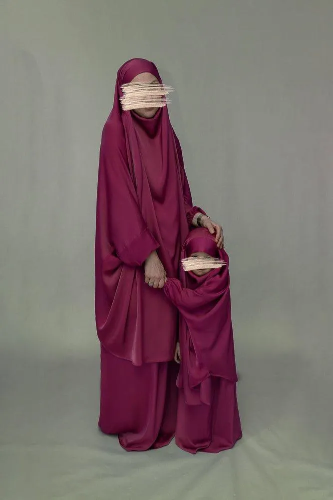 Purple KIDS prayer gown from "Mommy and me prayer khimar collection