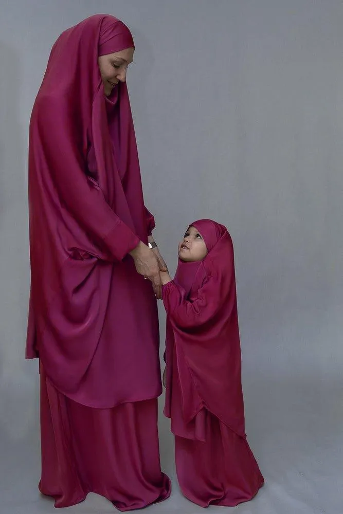 Purple KIDS prayer gown from "Mommy and me prayer khimar collection