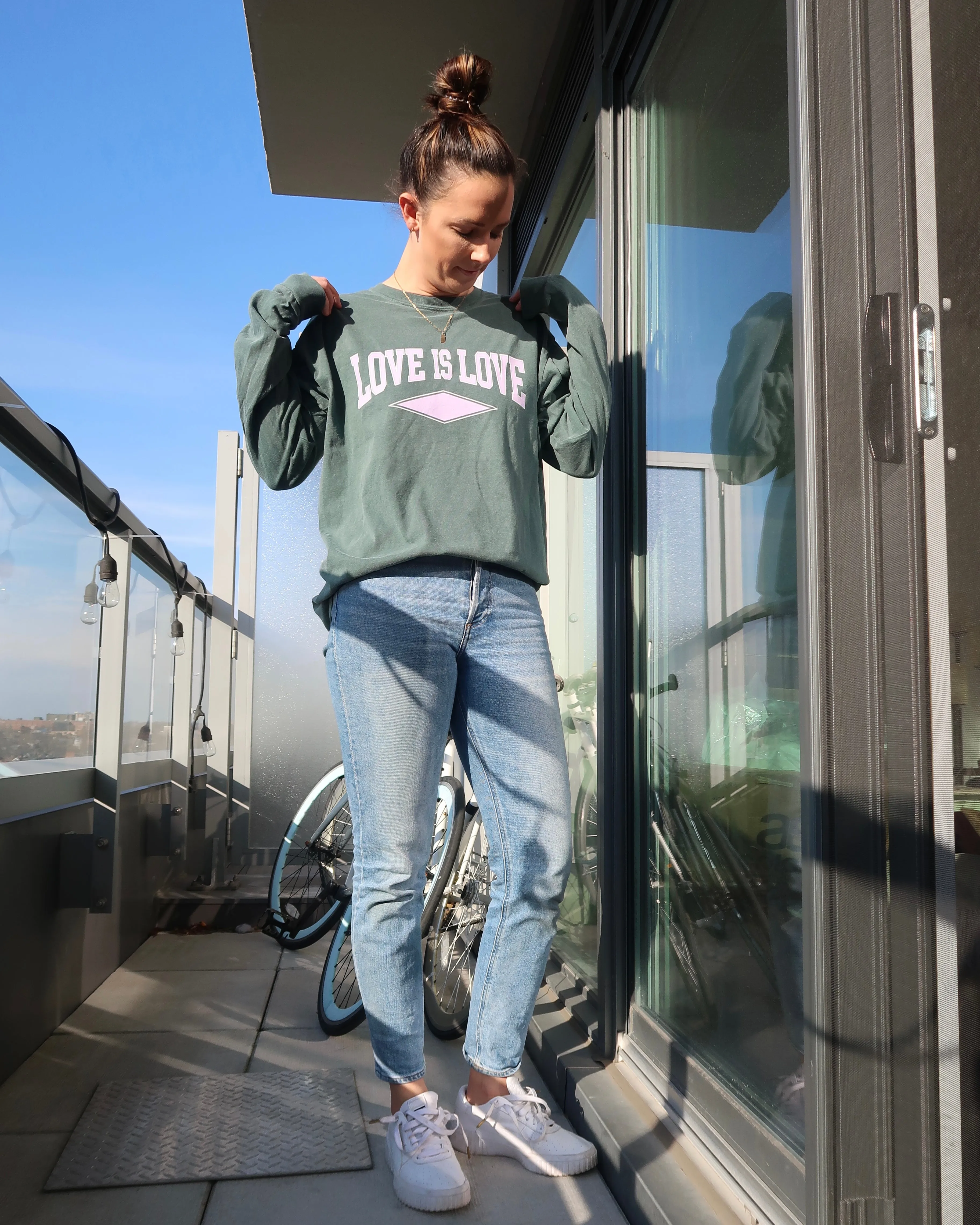 "LOVE IS LOVE" OVERSIZED LONG SLEEVE (Spruce)