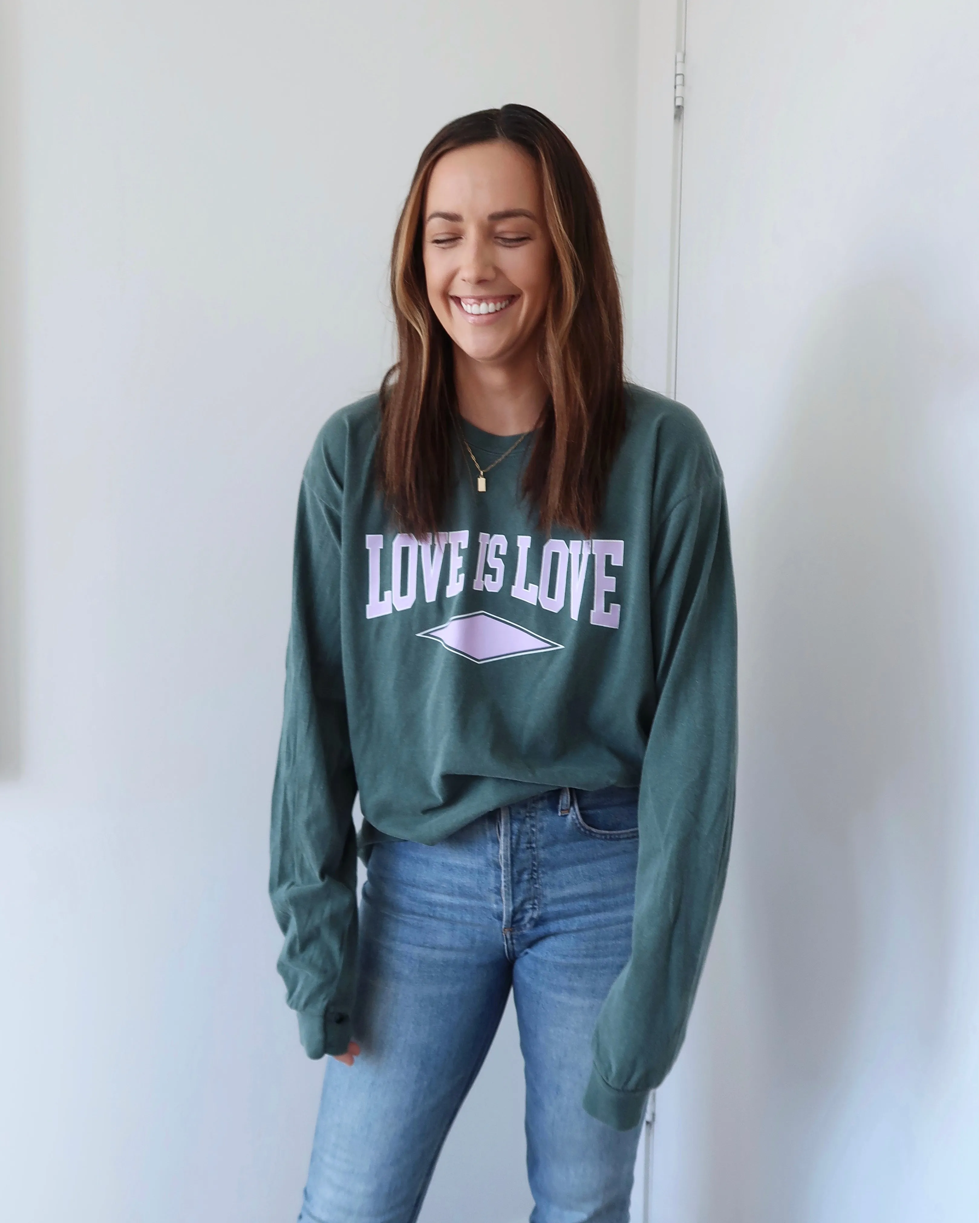 "LOVE IS LOVE" OVERSIZED LONG SLEEVE (Spruce)