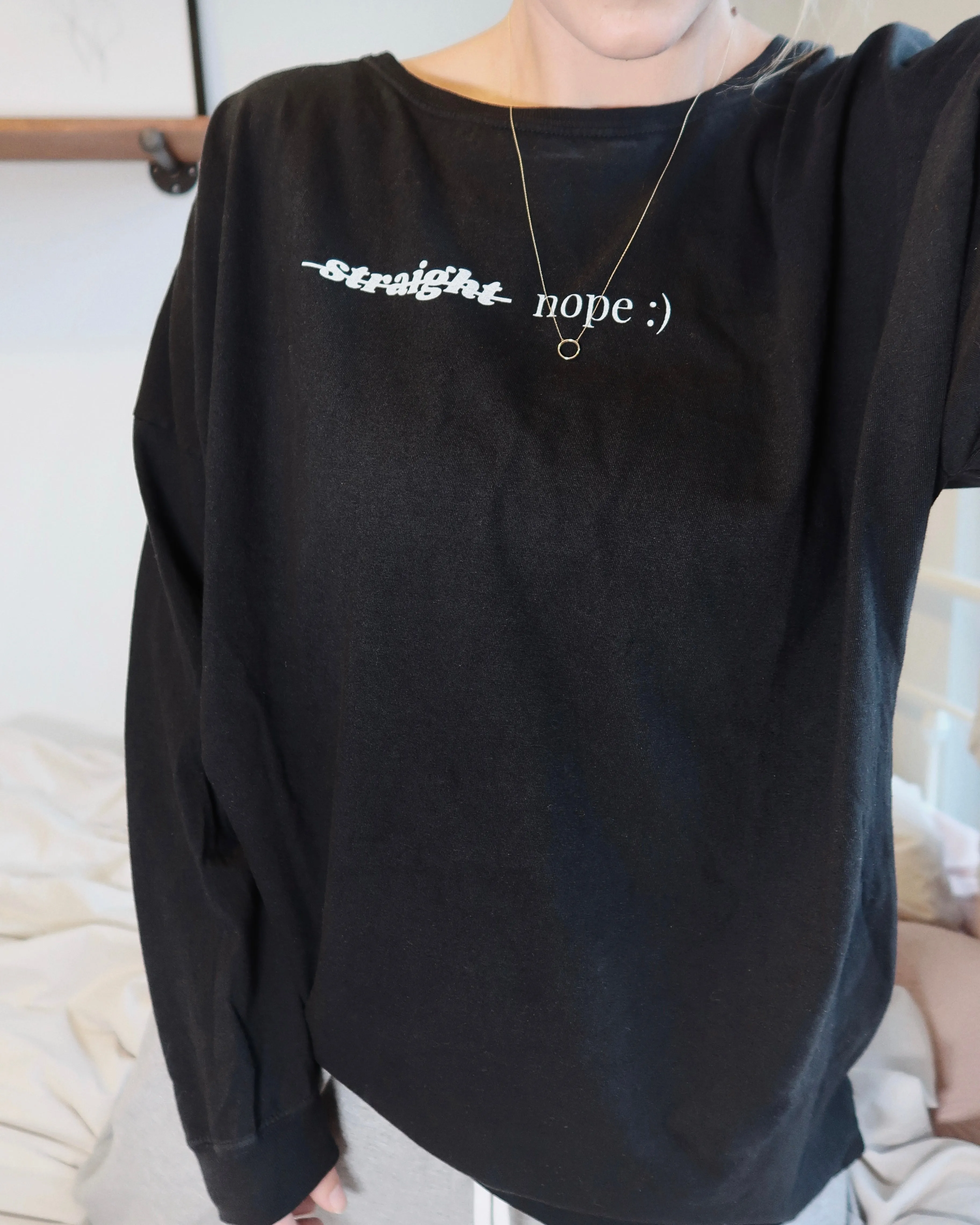 "NOPE :)" LONG SLEEVE OVERSIZED (Vintage Black)