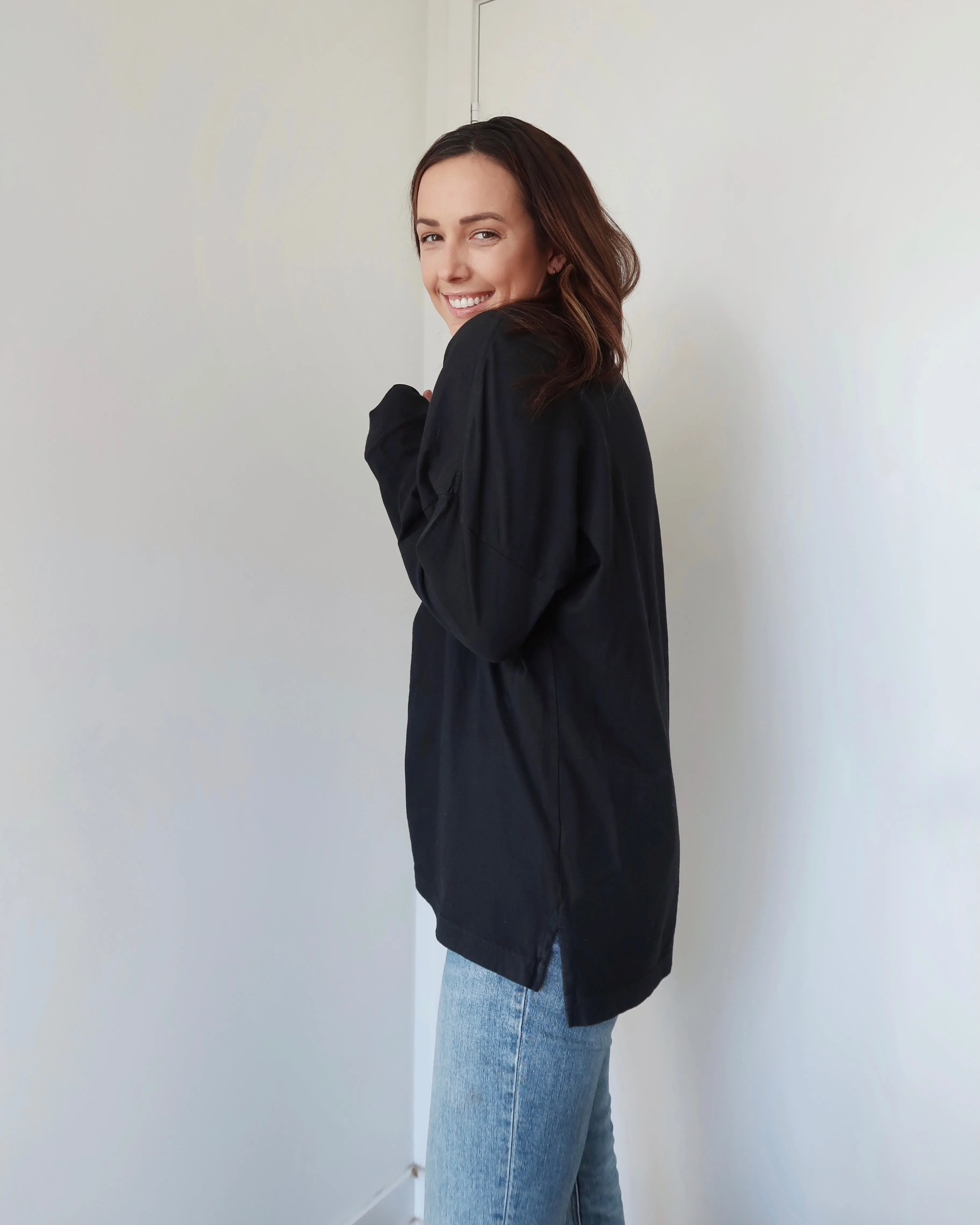 "NOPE :)" LONG SLEEVE OVERSIZED (Vintage Black)
