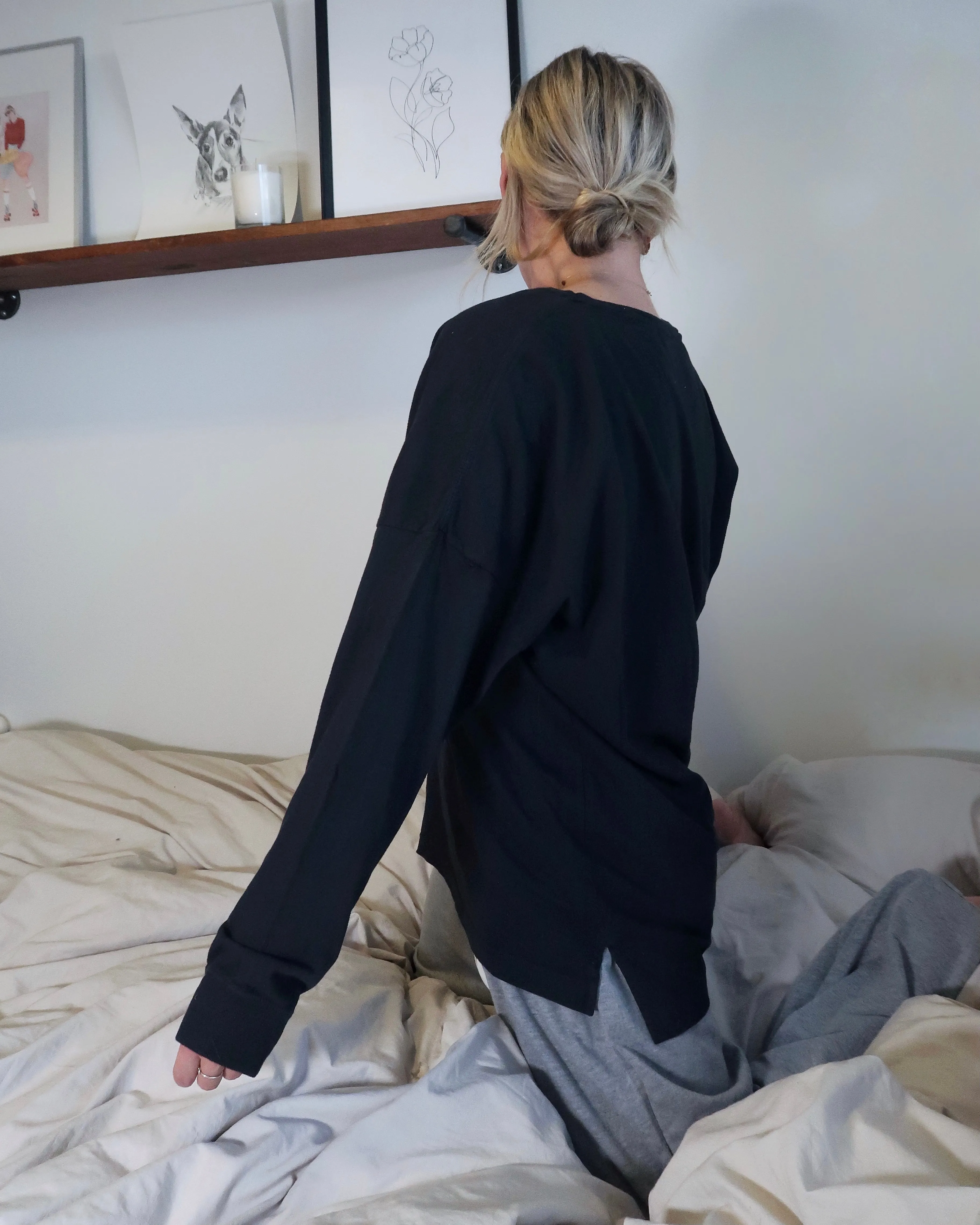 "NOPE :)" LONG SLEEVE OVERSIZED (Vintage Black)