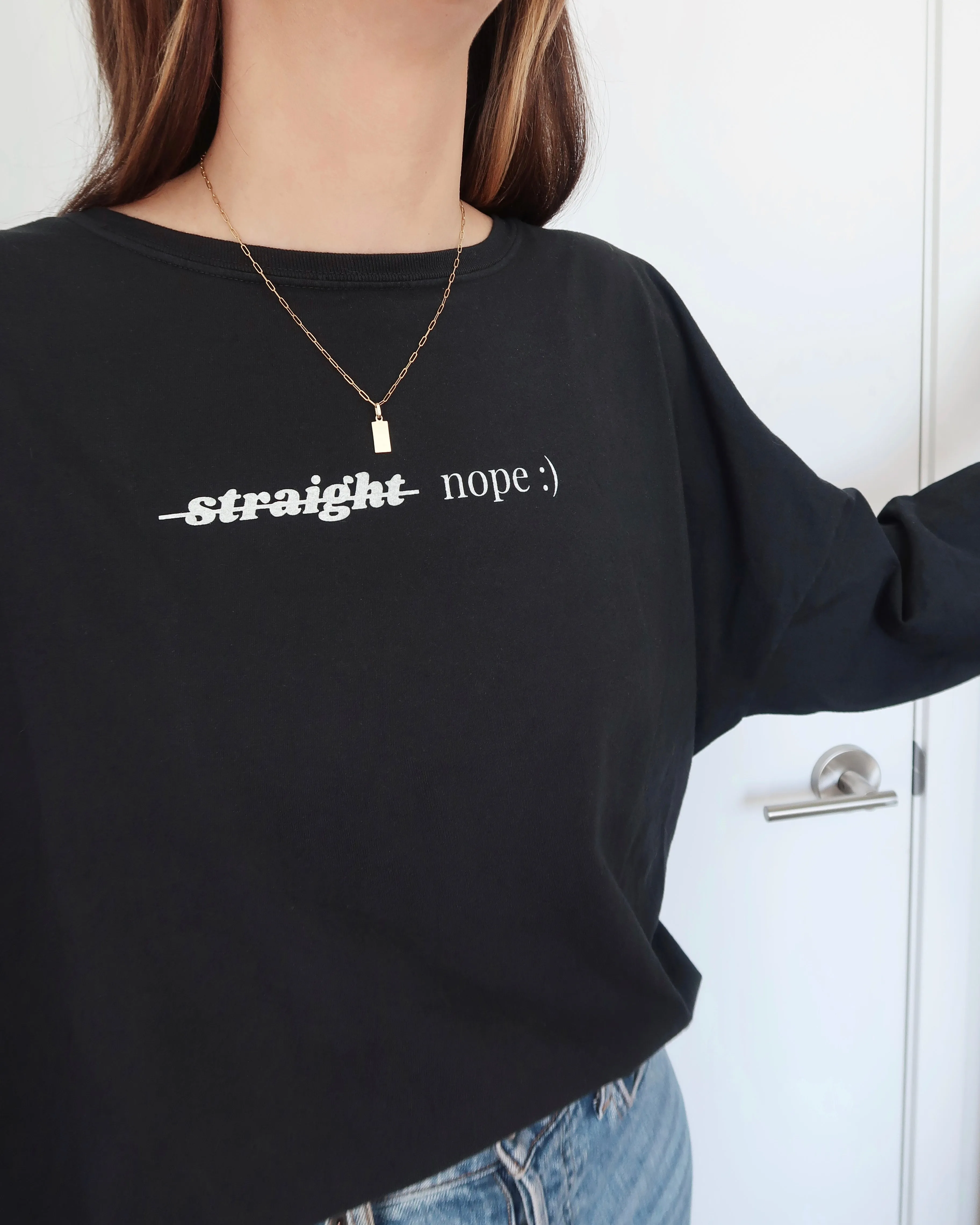 "NOPE :)" LONG SLEEVE OVERSIZED (Vintage Black)