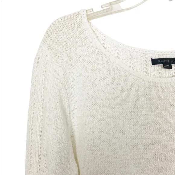 Rachel Zoe Karla Cotton Blend Knit Sweater in Ivory Size XXL