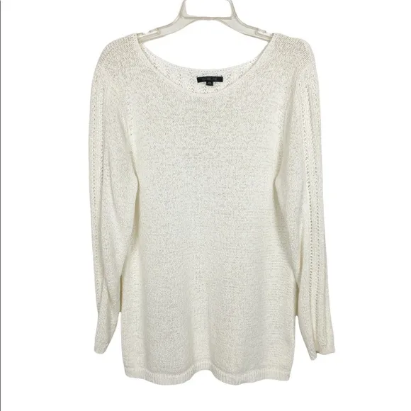 Rachel Zoe Karla Cotton Blend Knit Sweater in Ivory Size XXL