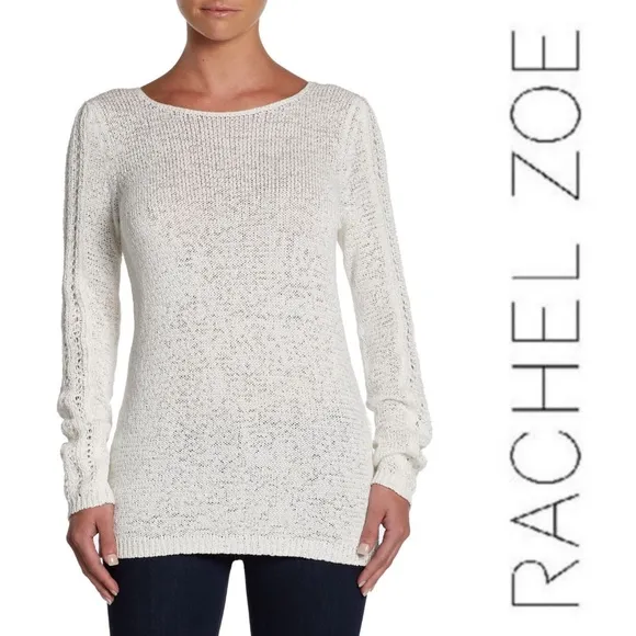 Rachel Zoe Karla Cotton Blend Knit Sweater in Ivory Size XXL