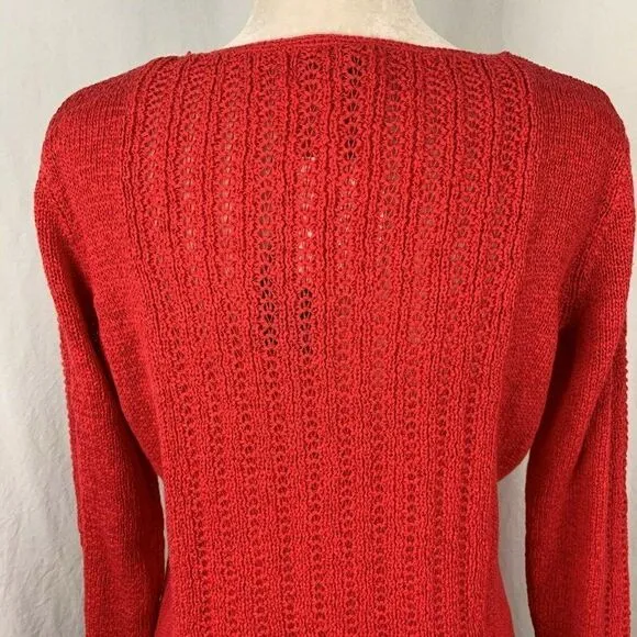 Rachel Zoe Karla Sweater L Open Loose Knit Pink