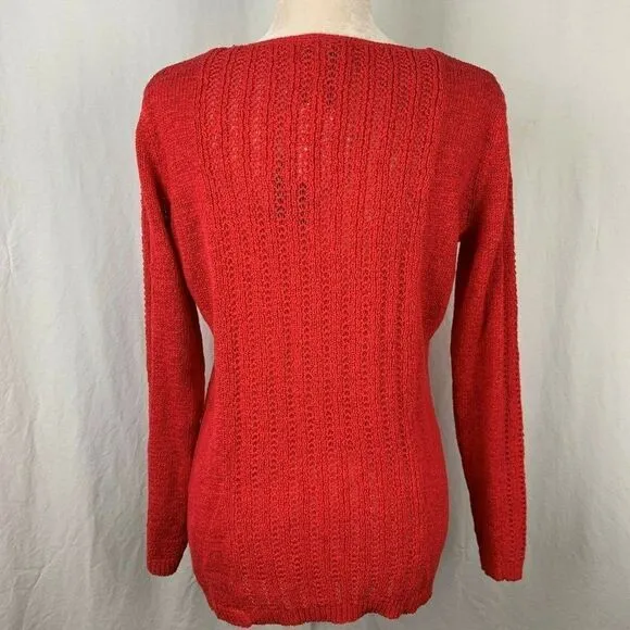 Rachel Zoe Karla Sweater L Open Loose Knit Pink