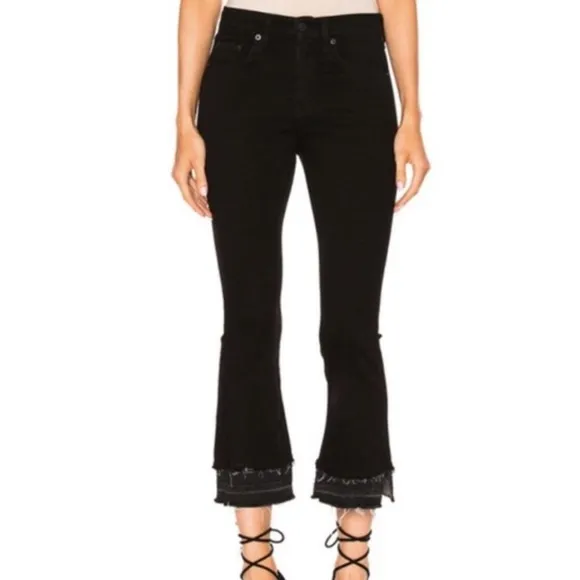 Rag &amp; Bone 10” Crop Flare Double Hem Jeans Black