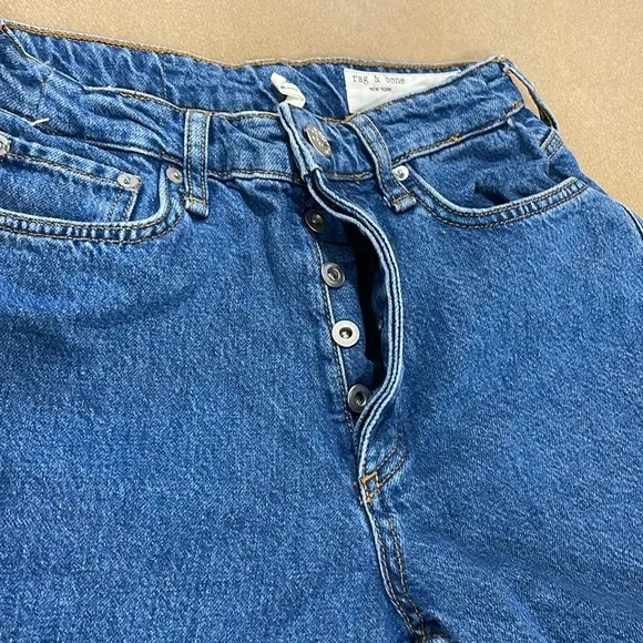 RAG &amp; BONE ALISSA HIGH WAISTED BARREL CUT ANKLE BUTTON FLY FRONT JEANS (Altered)