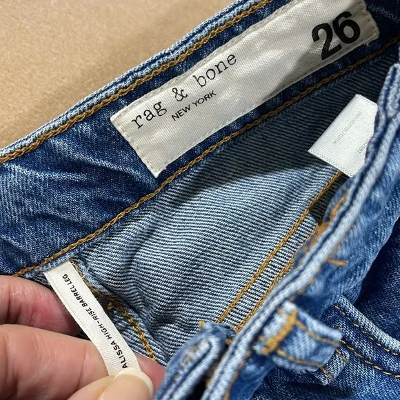 RAG &amp; BONE ALISSA HIGH WAISTED BARREL CUT ANKLE BUTTON FLY FRONT JEANS (Altered)