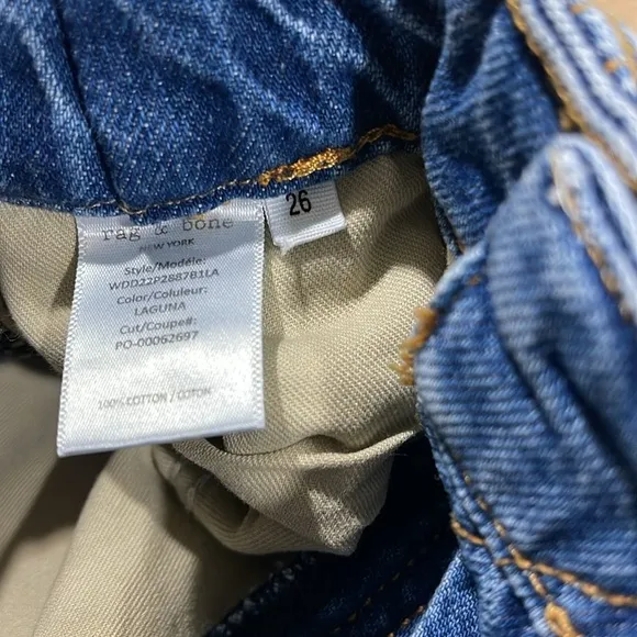 RAG &amp; BONE ALISSA HIGH WAISTED BARREL CUT ANKLE BUTTON FLY FRONT JEANS (Altered)