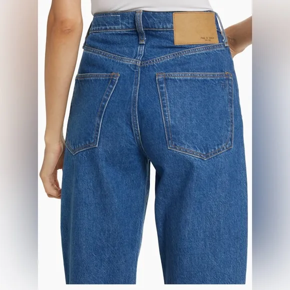 RAG &amp; BONE ALISSA HIGH WAISTED BARREL CUT ANKLE BUTTON FLY FRONT JEANS (Altered)