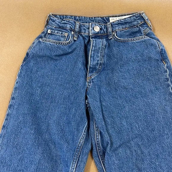 RAG &amp; BONE ALISSA HIGH WAISTED BARREL CUT ANKLE BUTTON FLY FRONT JEANS (Altered)