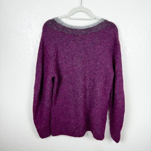 Rag &amp; Bone Jonie Deep V-Neck Sweater Alpaca Wool Blend Purple Size Medium