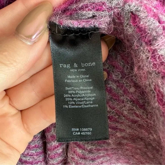 Rag &amp; Bone Jonie Deep V-Neck Sweater Alpaca Wool Blend Purple Size Medium