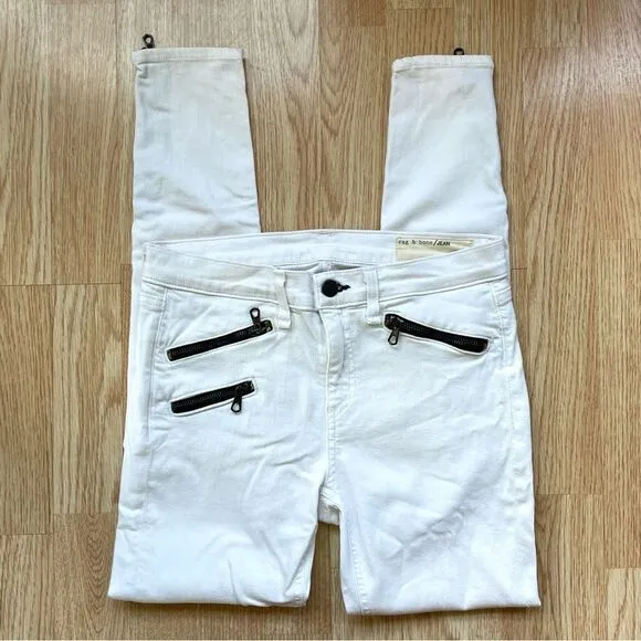 Rag &amp; Bone Bright White Ankle Zip Skinny Jeans