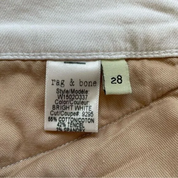 Rag &amp; Bone Bright White Ankle Zip Skinny Jeans