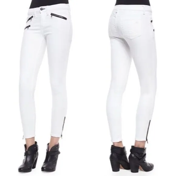 Rag &amp; Bone Bright White Ankle Zip Skinny Jeans
