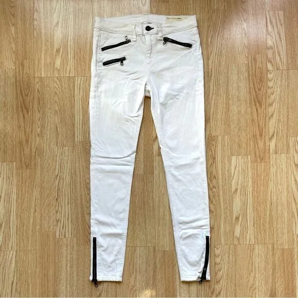 Rag &amp; Bone Bright White Ankle Zip Skinny Jeans