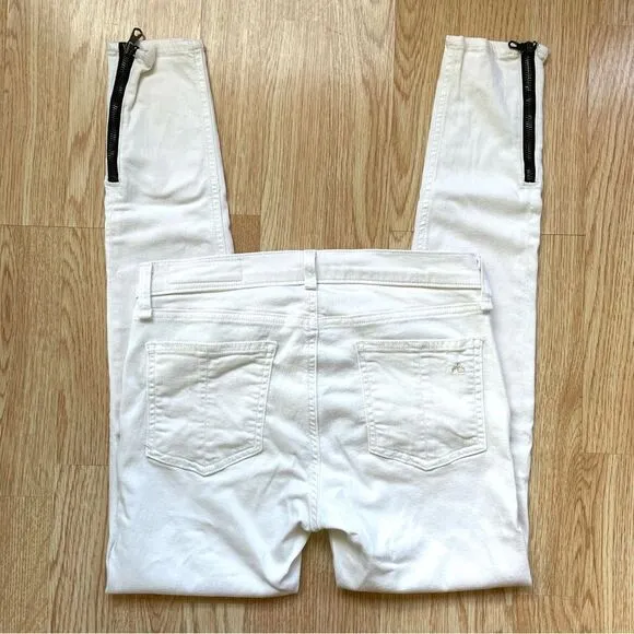 Rag &amp; Bone Bright White Ankle Zip Skinny Jeans