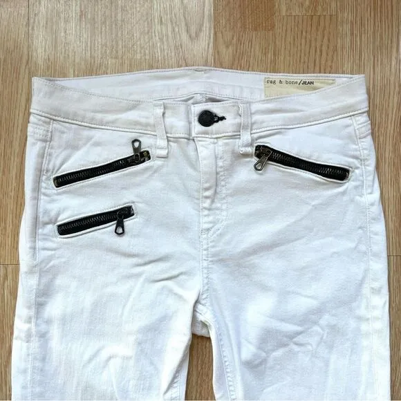 Rag &amp; Bone Bright White Ankle Zip Skinny Jeans