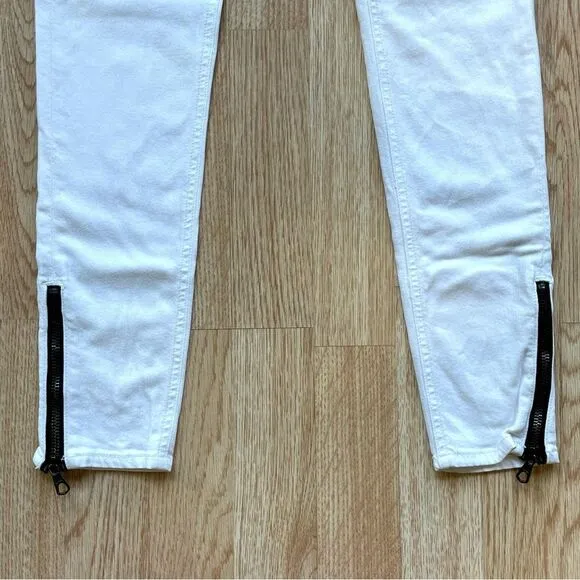 Rag &amp; Bone Bright White Ankle Zip Skinny Jeans