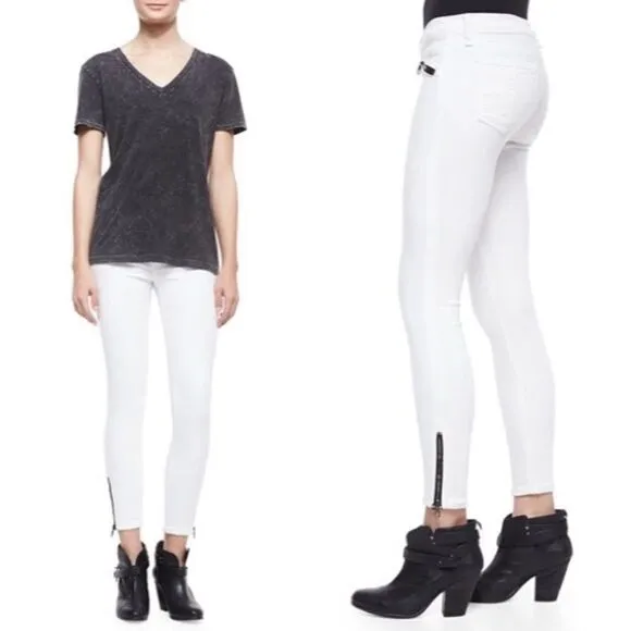 Rag &amp; Bone Bright White Ankle Zip Skinny Jeans