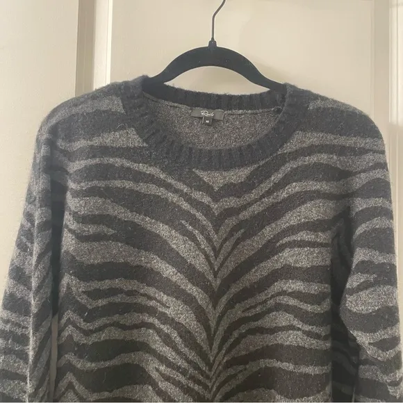 Rails Chance Sweater Wool Cashmere Charcoal Tiger Stripe Pullover Extra Small