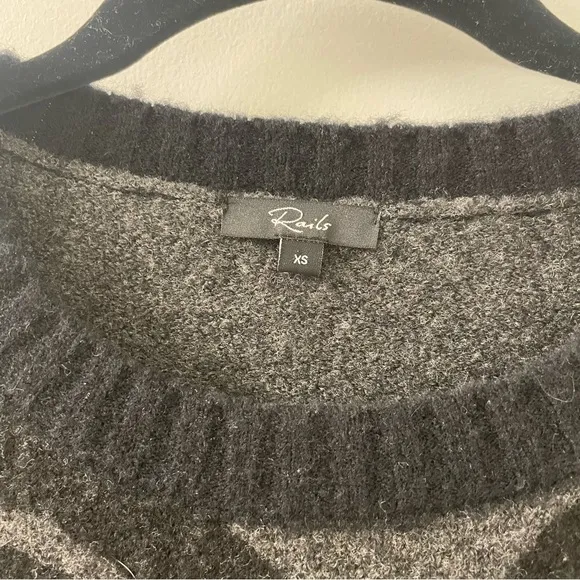 Rails Chance Sweater Wool Cashmere Charcoal Tiger Stripe Pullover Extra Small