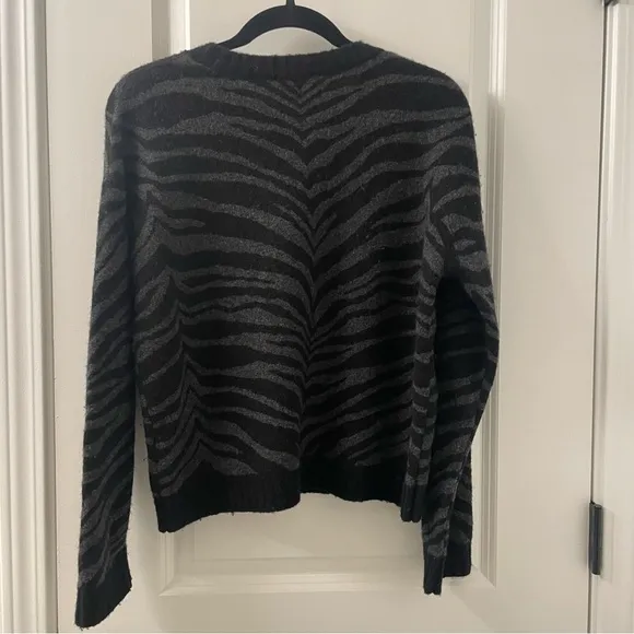 Rails Chance Sweater Wool Cashmere Charcoal Tiger Stripe Pullover Extra Small