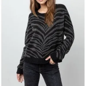 Rails Chance Sweater Wool Cashmere Charcoal Tiger Stripe Pullover Extra Small