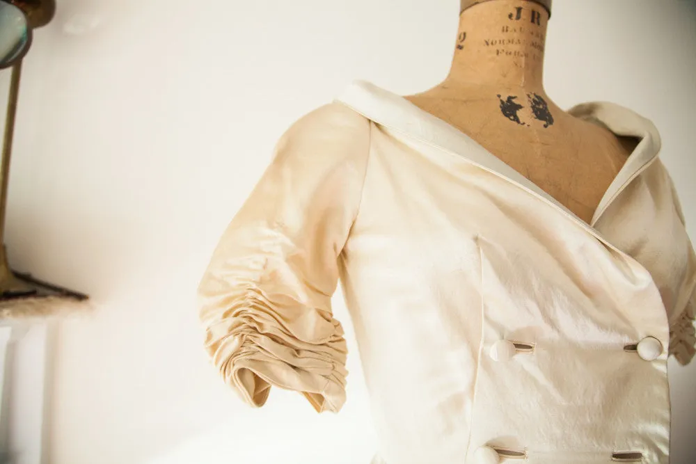 Rare Vintage 1950s Lucie Ann Silk Satin Dressing Gown