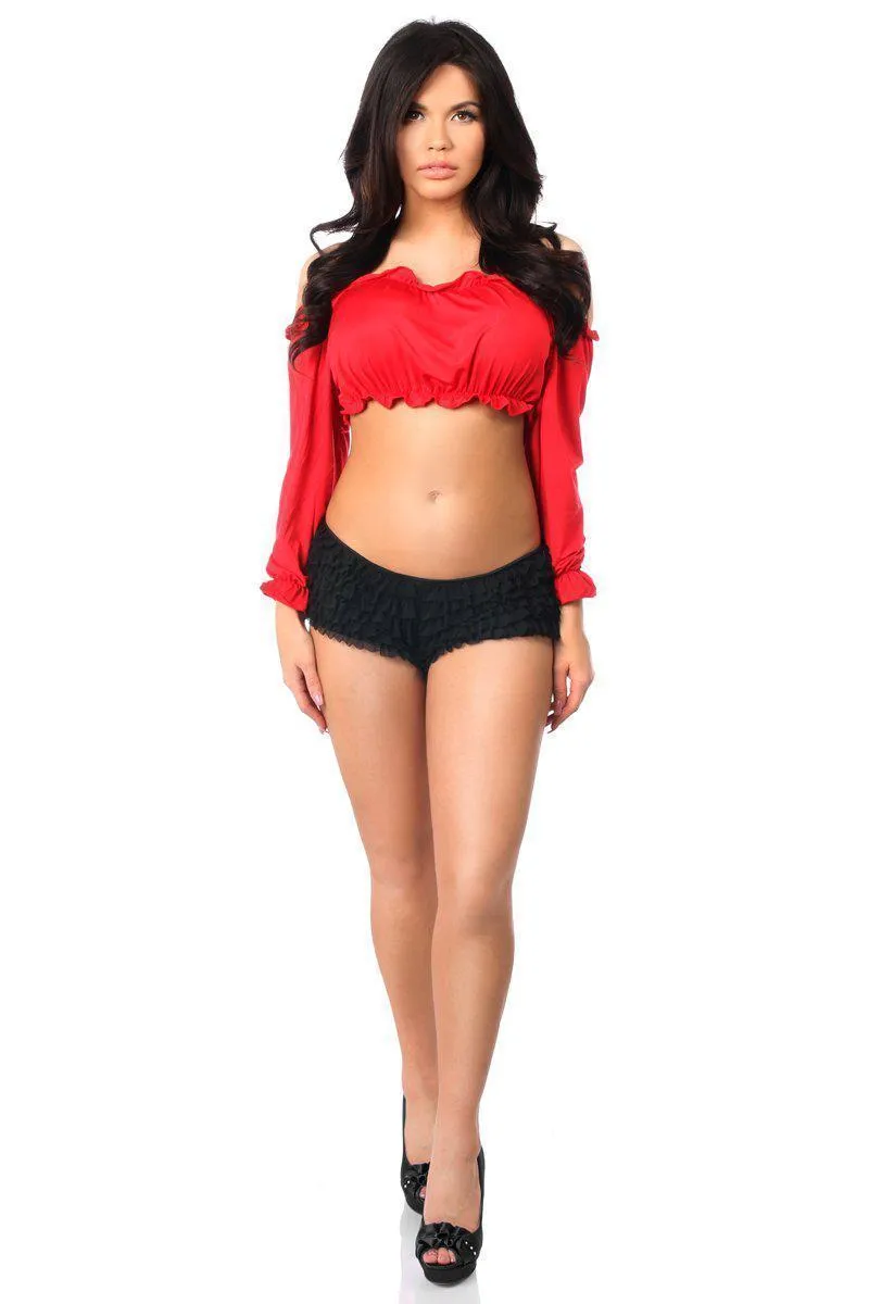 Red Long Sleeve Peasant Top by Daisy