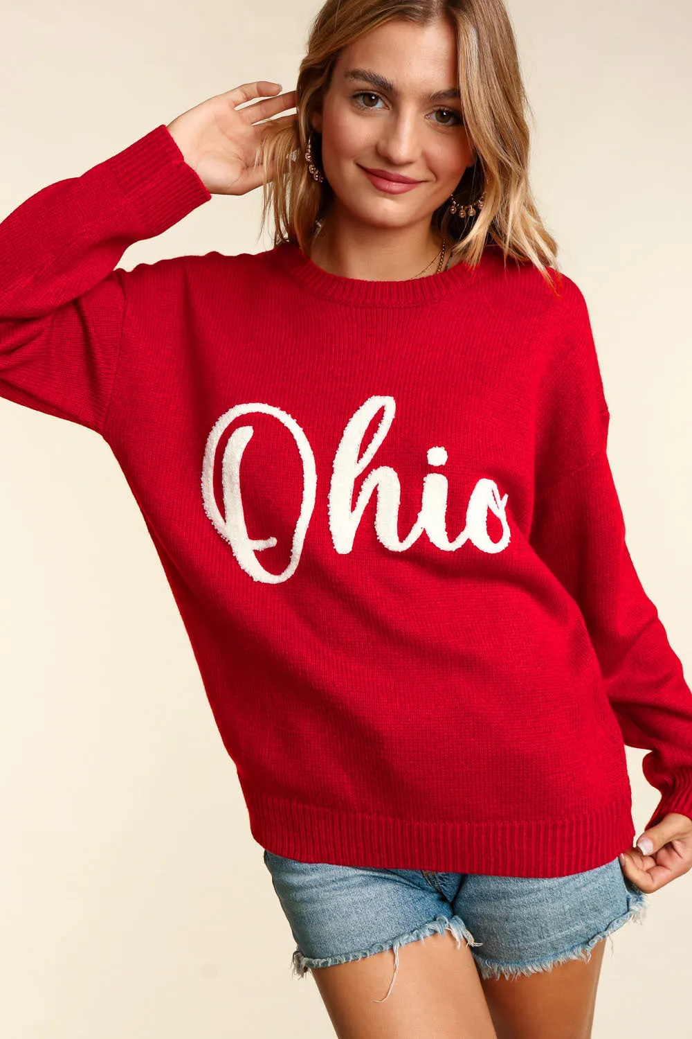 Red Script Ohio Sweater