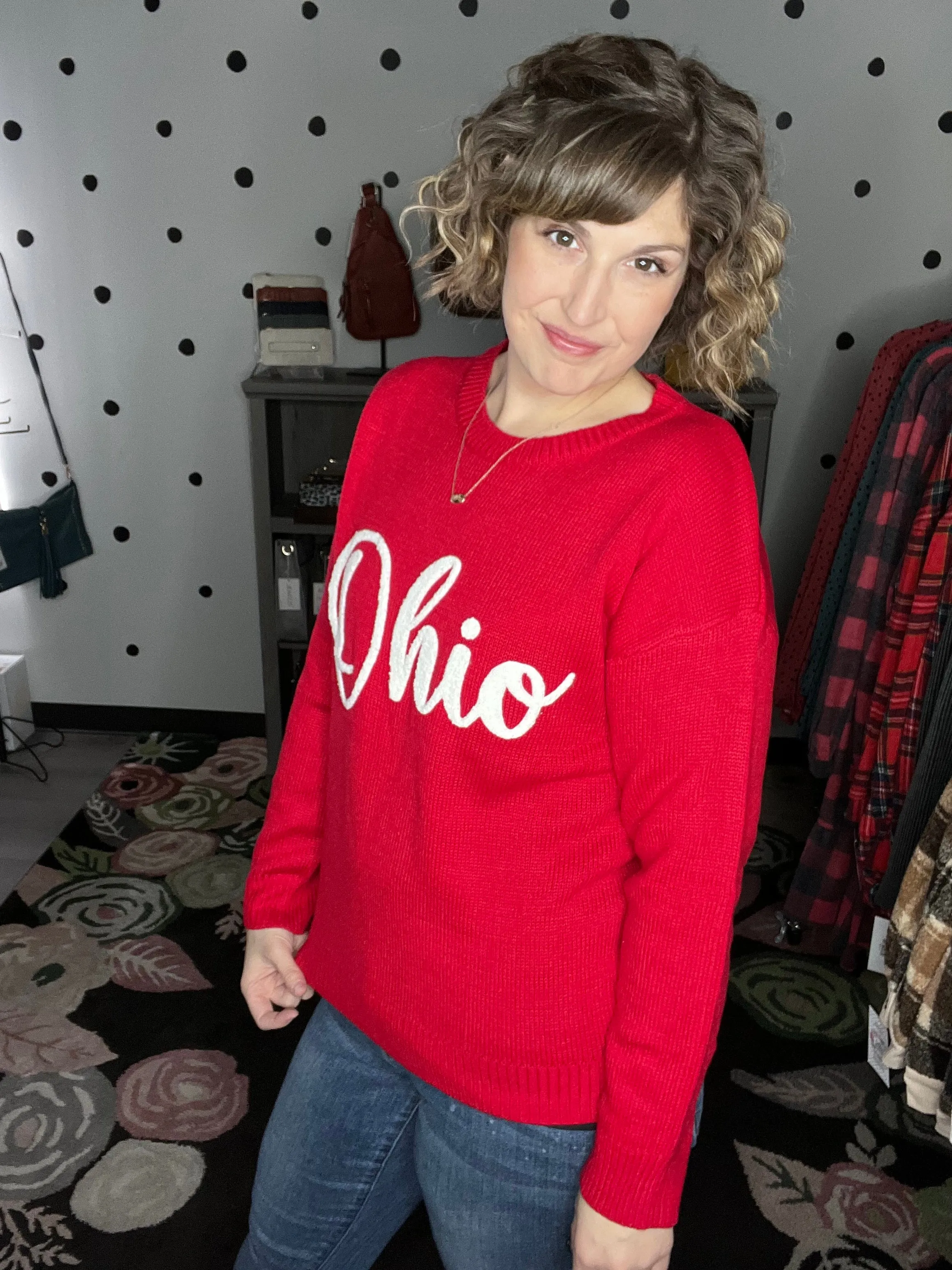 Red Script Ohio Sweater