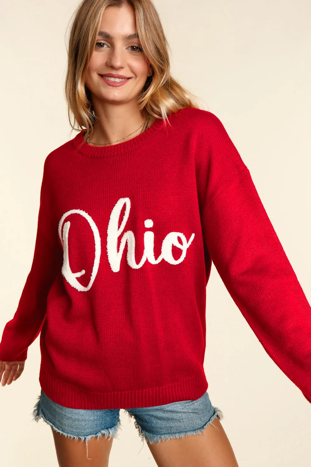 Red Script Ohio Sweater