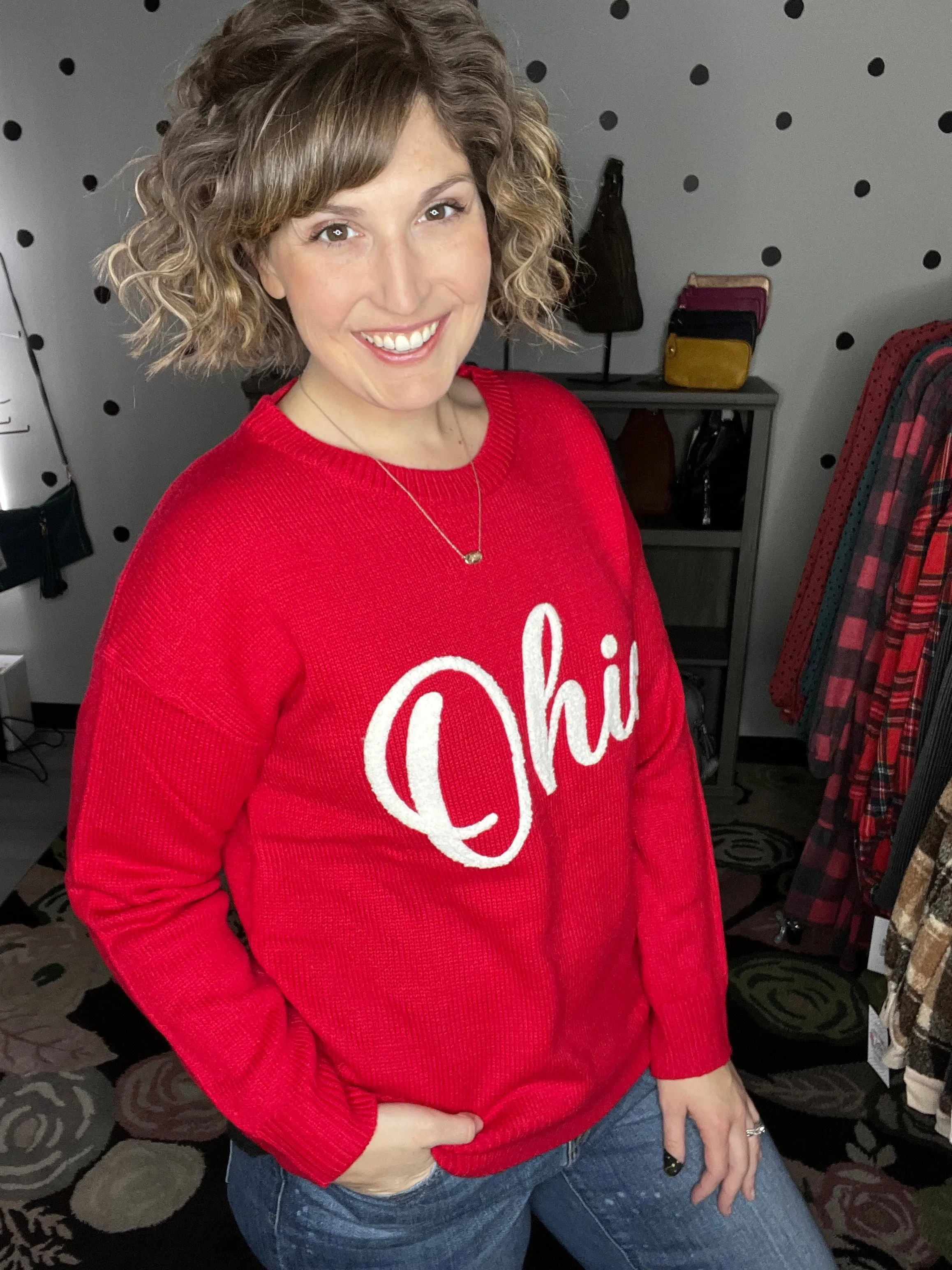 Red Script Ohio Sweater