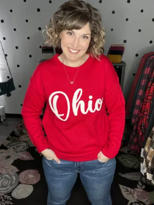 Red Script Ohio Sweater