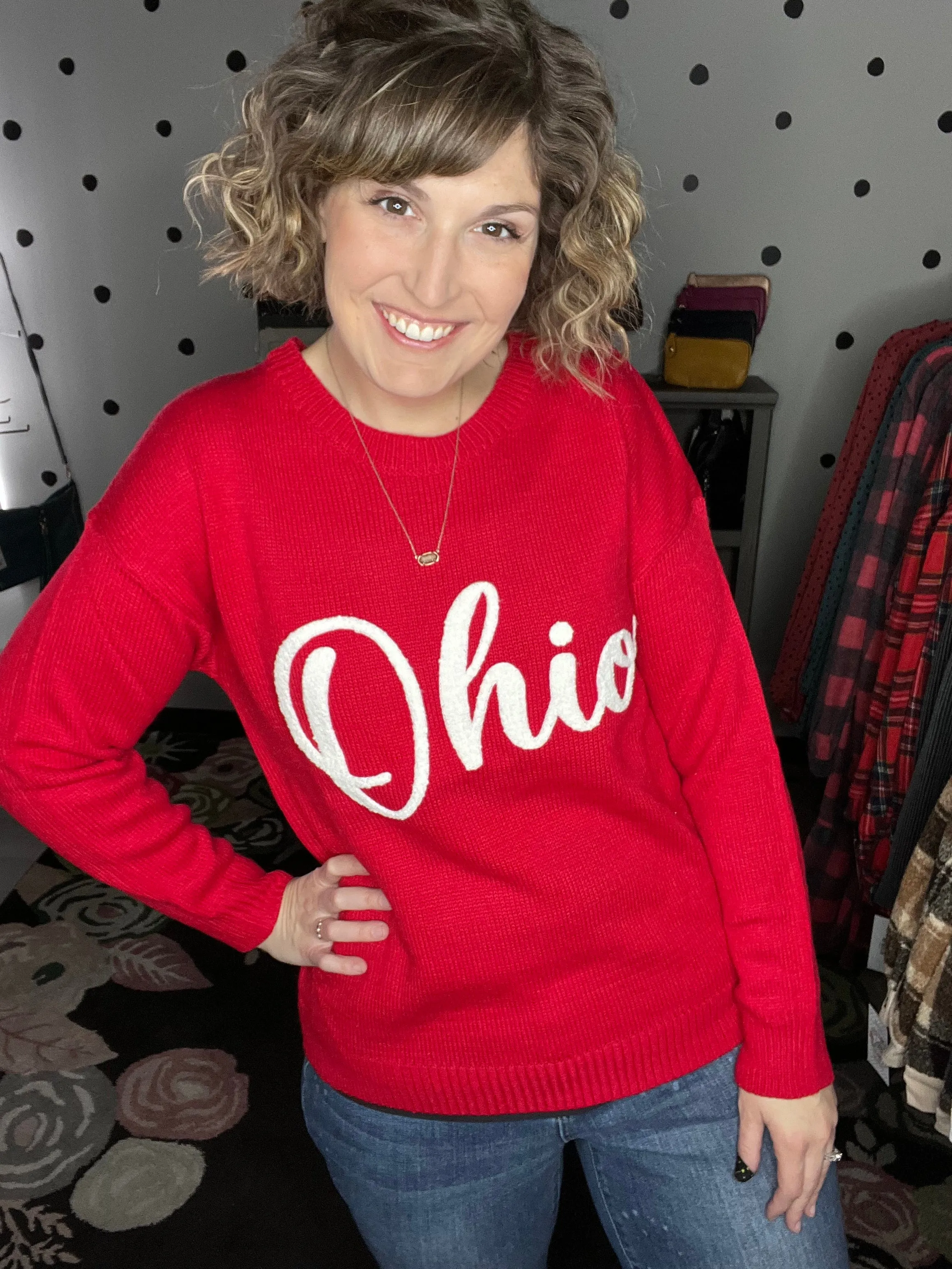 Red Script Ohio Sweater