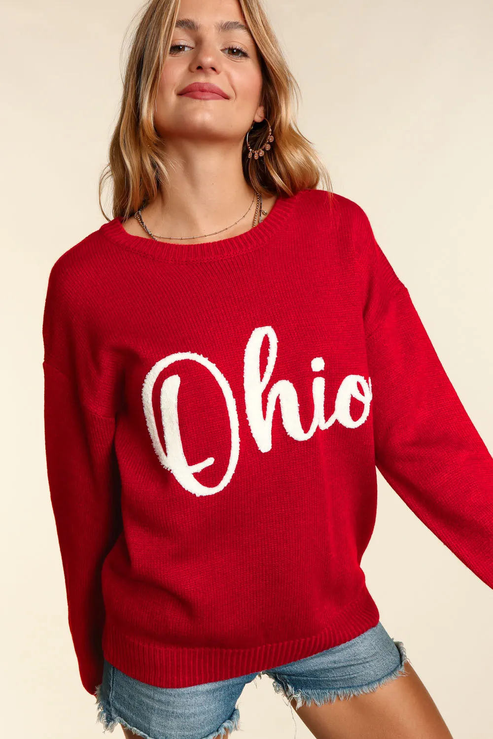 Red Script Ohio Sweater